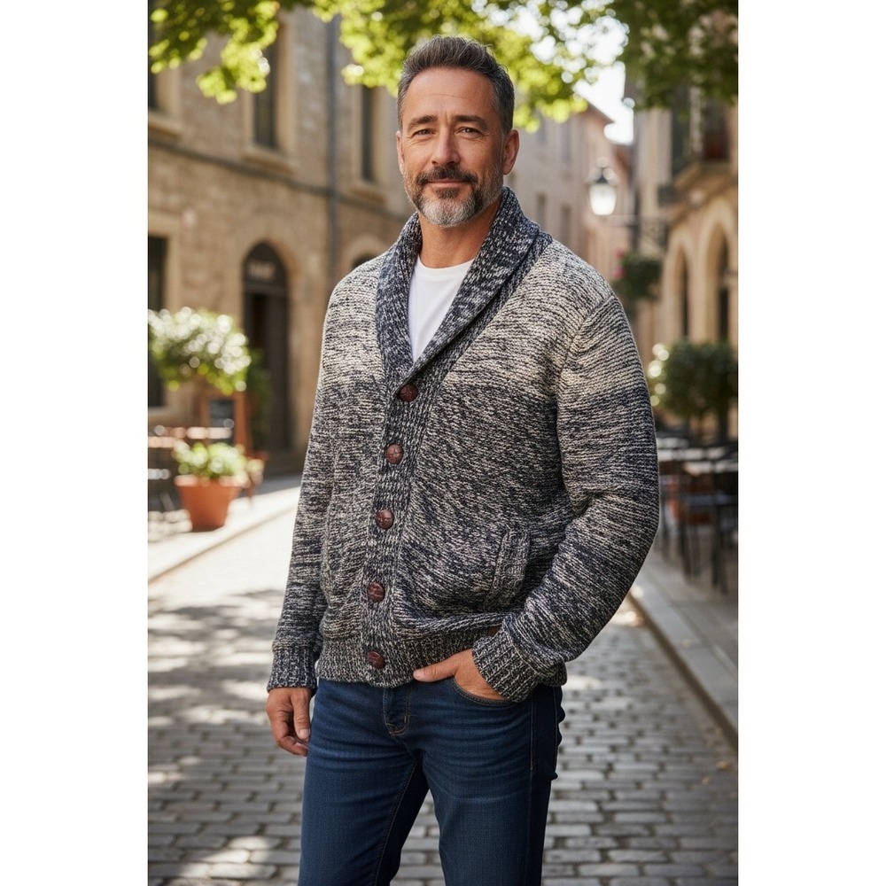 Weatherproof Vintage Shawl Collar Cardigan Sweater Sherpa Lined Mens Size S